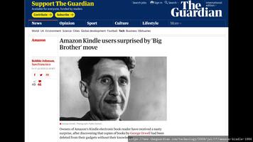 Capture de la page web https://www.theguardian.com/technology/2009/jul/17/amazon-kindle-1984